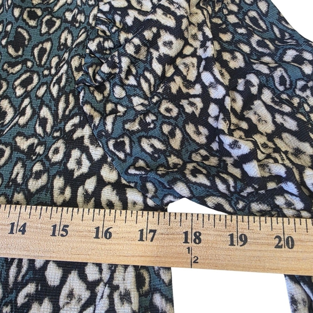Zara Leopard Print Babydoll Mini Dress Teal Black Mob Wife Womens Size S - Picture 6 of 8